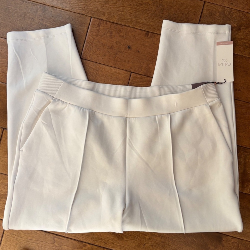 CALIA Soft Scuba Tapered Pants XXL Cloud Cover Mid-Rise Relaxed Leg NWT
